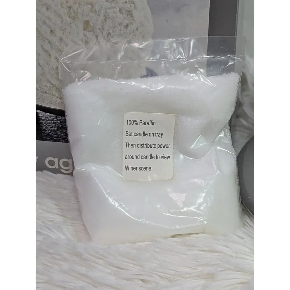VTG 2002 JCPenney Home Collection Snow Aglow Ball Candle Set NIB Faux Snow Plate